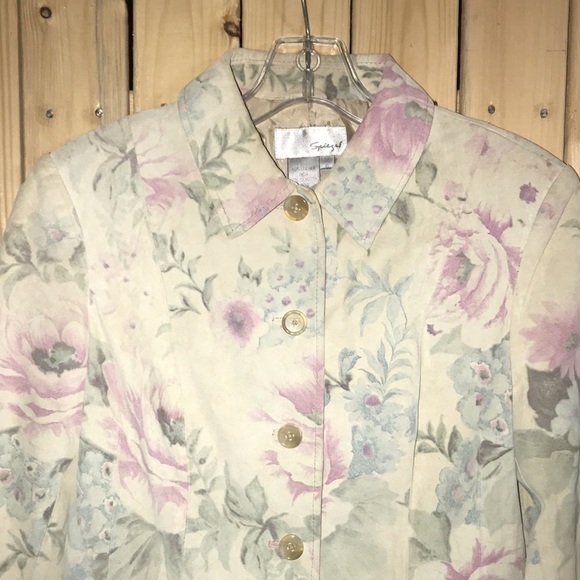 Spiegel Floral Leather Blazer 6 - Picture 2 of 5